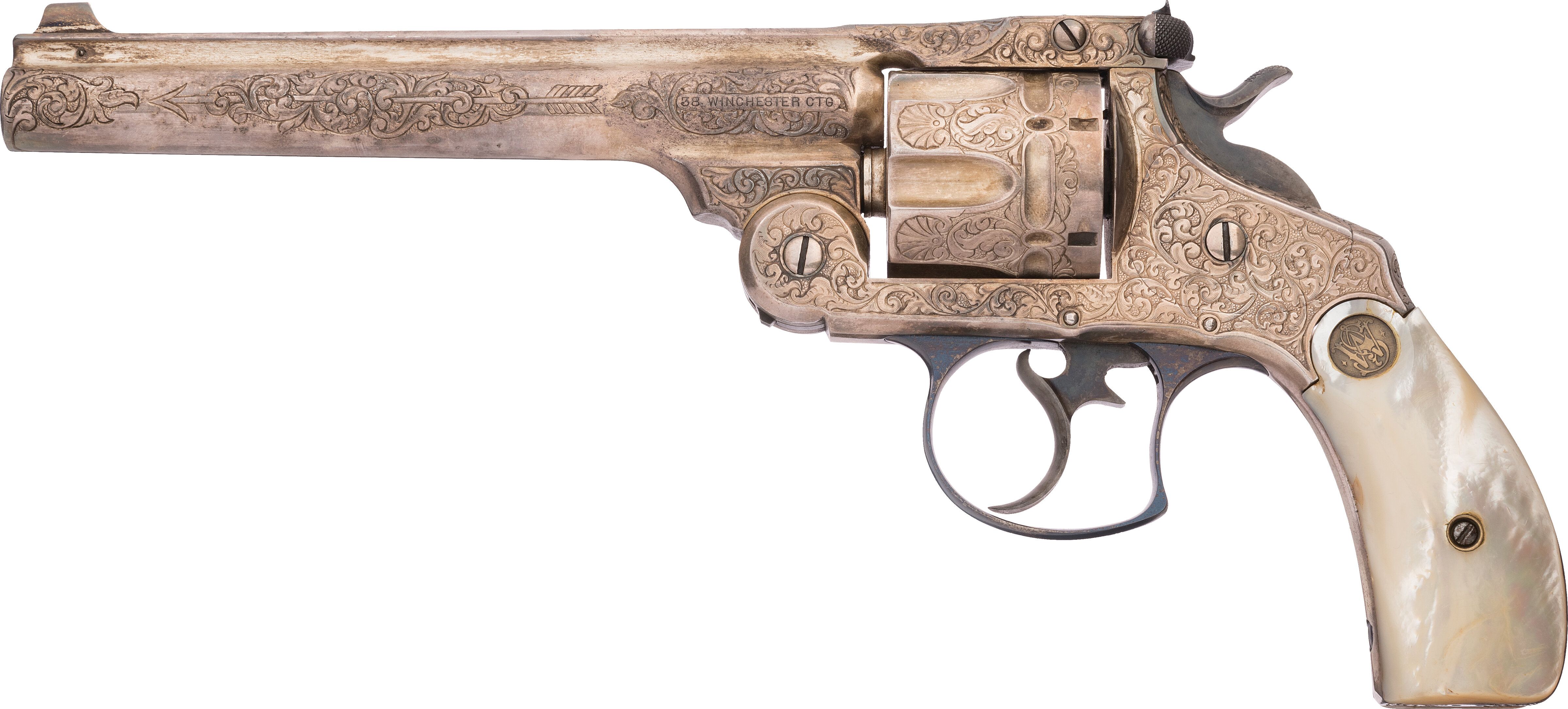 Engraved Smith & Wesson 38 Winchester Double Action Revolver