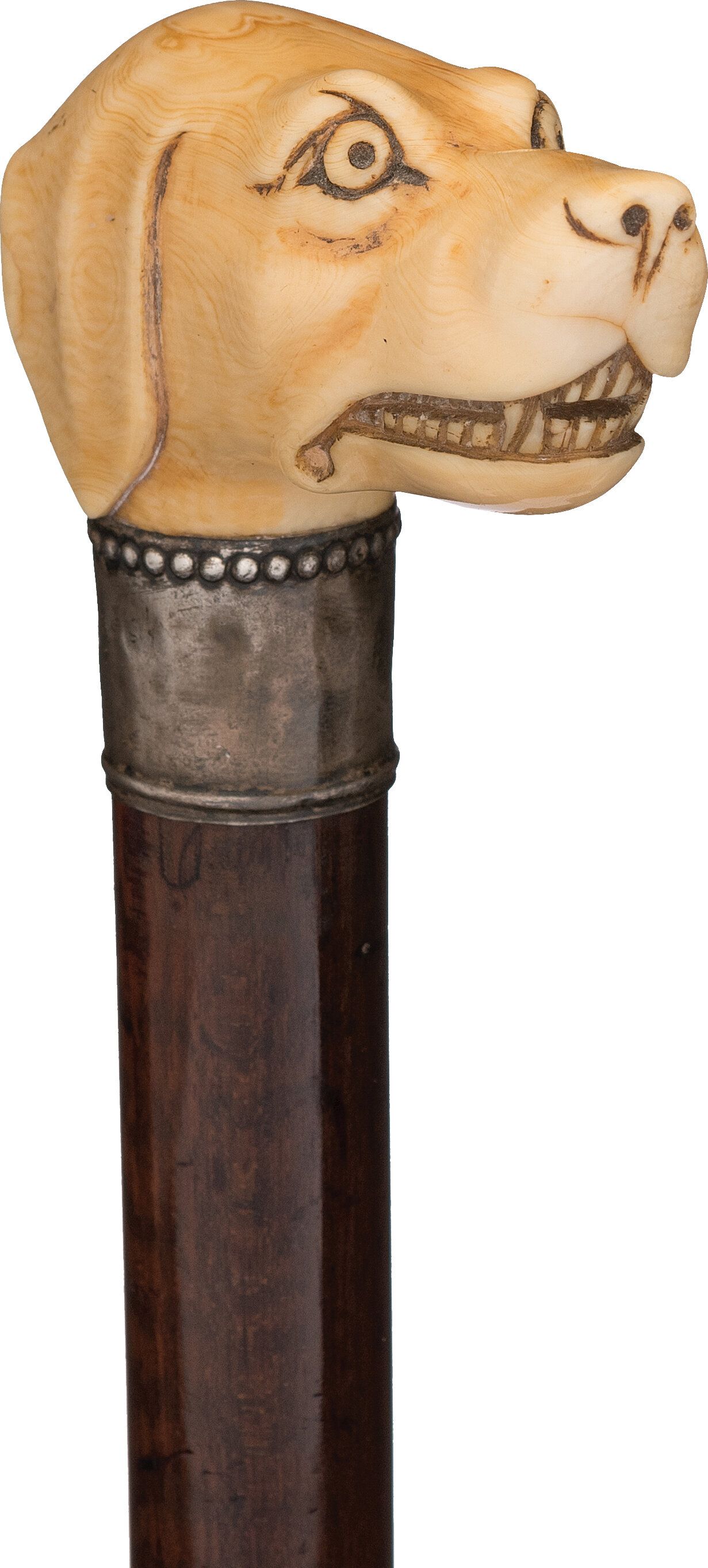 Relief Carved Hound Head Cane | Rock Island Auction