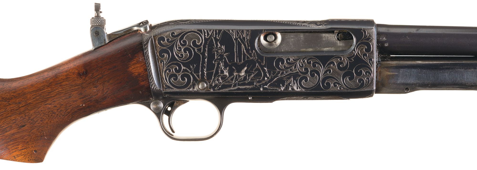 Significant and Well Documented Alvin A. White's First Engraved Gun: Remington Model 14 Slide Action Rifle