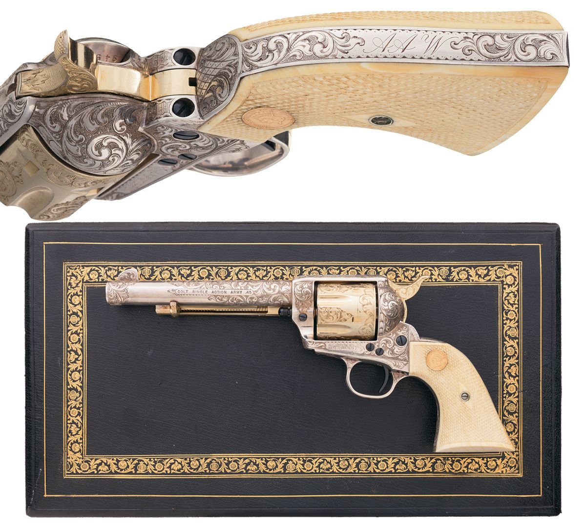 Alvin A. White's Personal Signed Master Engraved, Inscribed, Gold and Silver Plated Colt Single Action Army