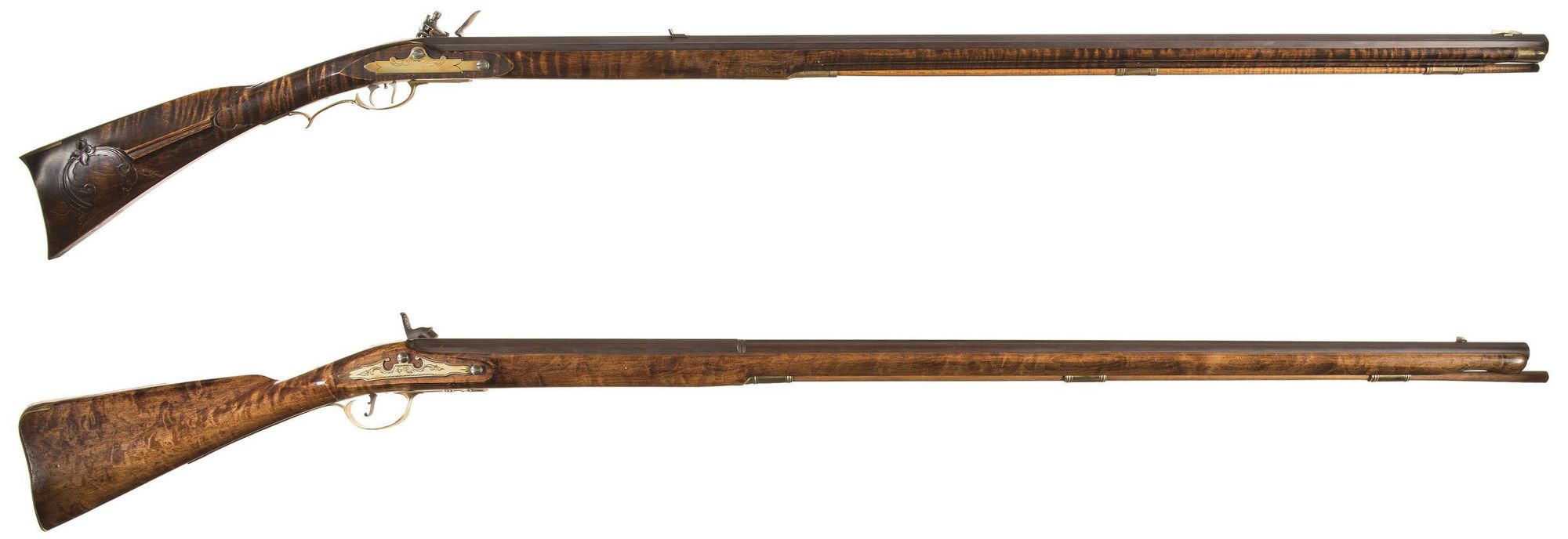 Lot 4205: Two Engraved Contemporary Left handed Muzzleloading Long Guns