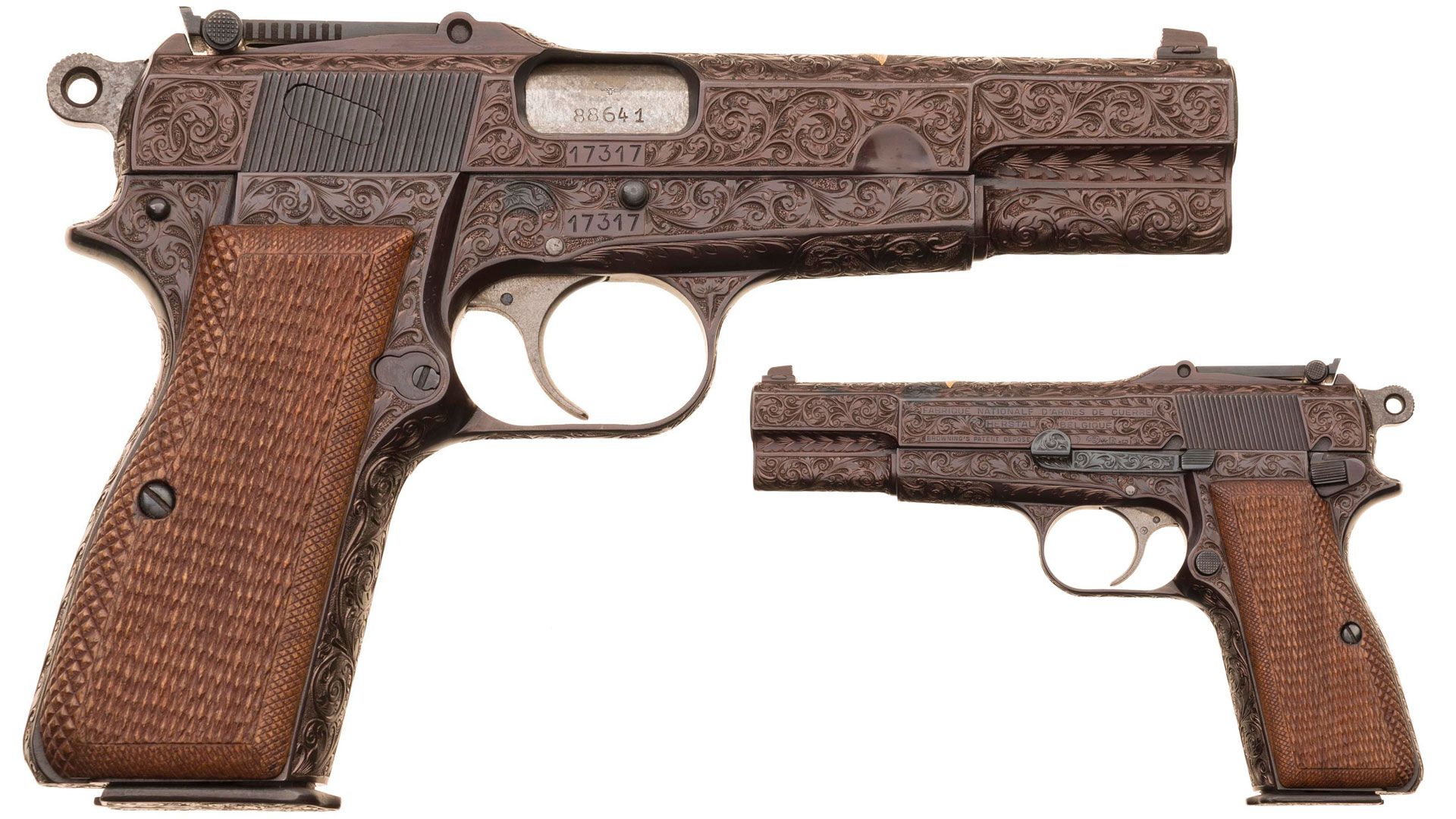 Lot 1232: Engraved and Gold Inlaid Fabrique Nationale Hi-Power Pistol