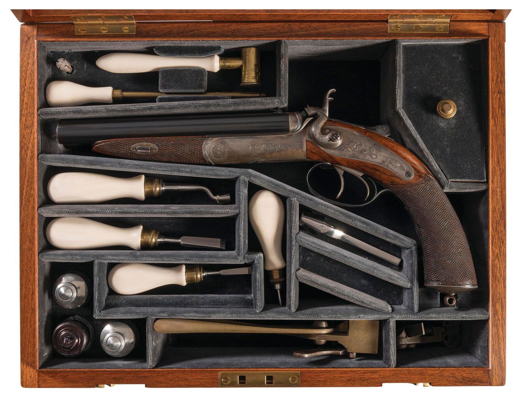 Lot 208: Cased Engraved Howdah Style Pistol