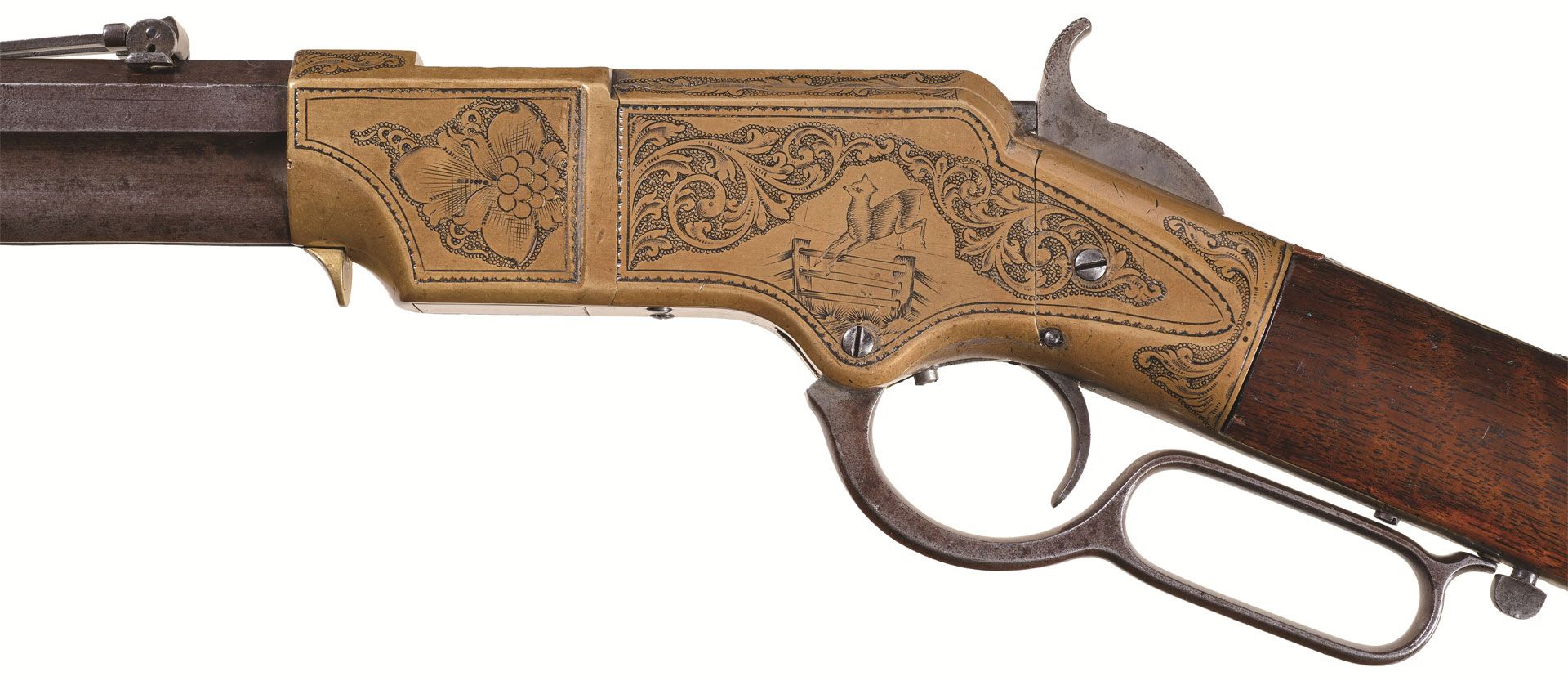 close-up-on-engravings-on-henry-rifle