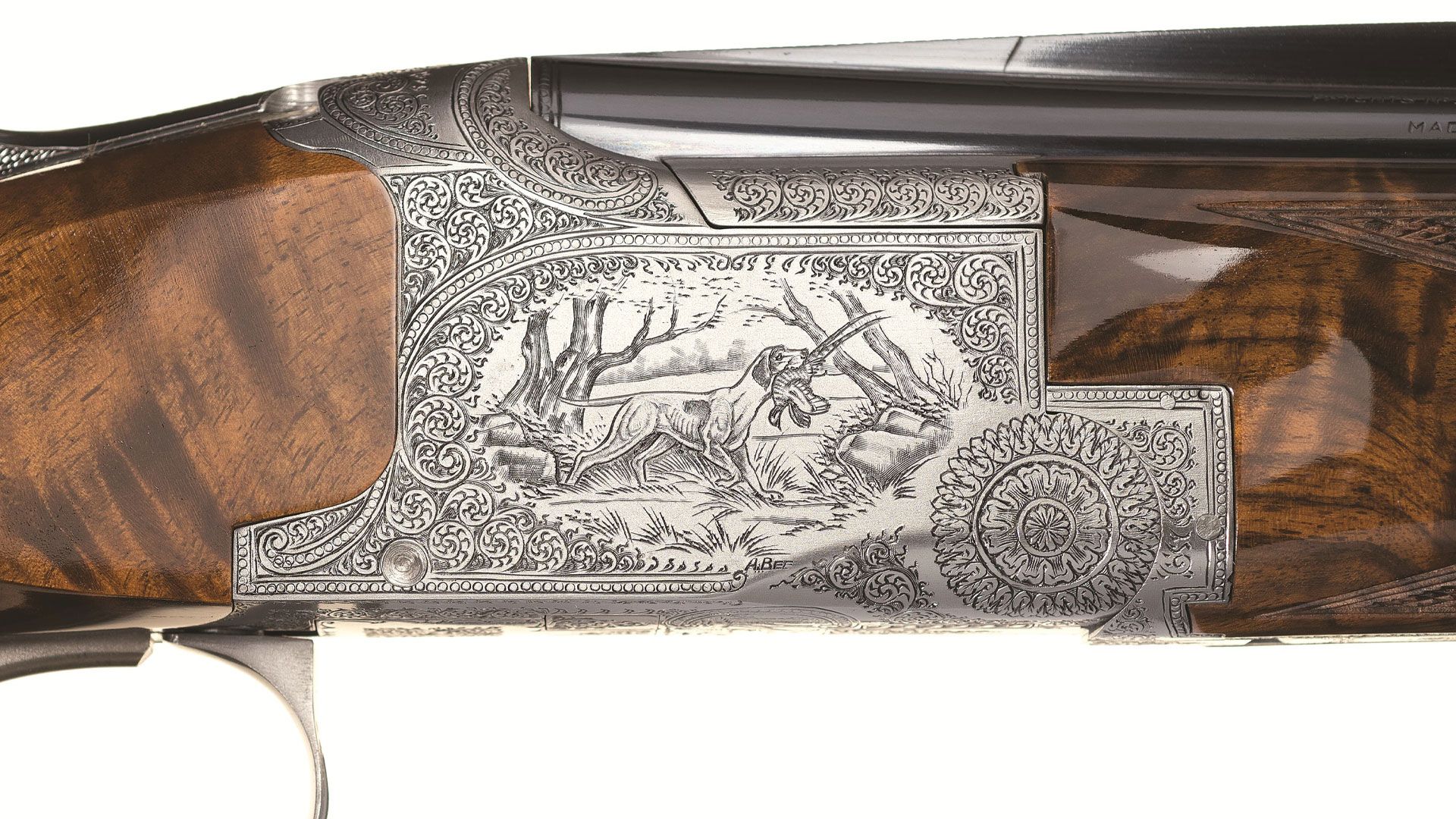 pointer-grade-browning-28-gauge-shotgun-engraving-closeup