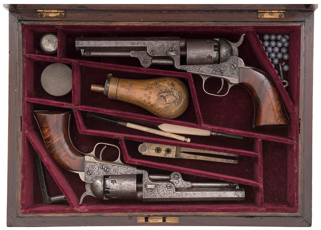 engraved-cased-pair-of-colt-1849-pocket-percussion-revolvers