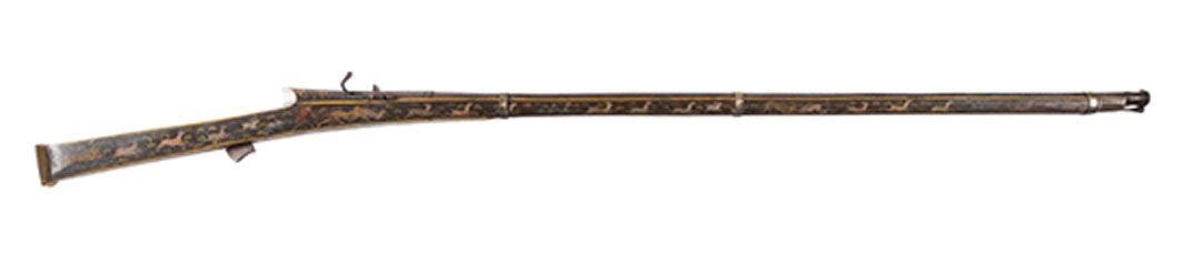 Toradar-Matchlock-Musket-with-Game-Scene-Painted-Stock