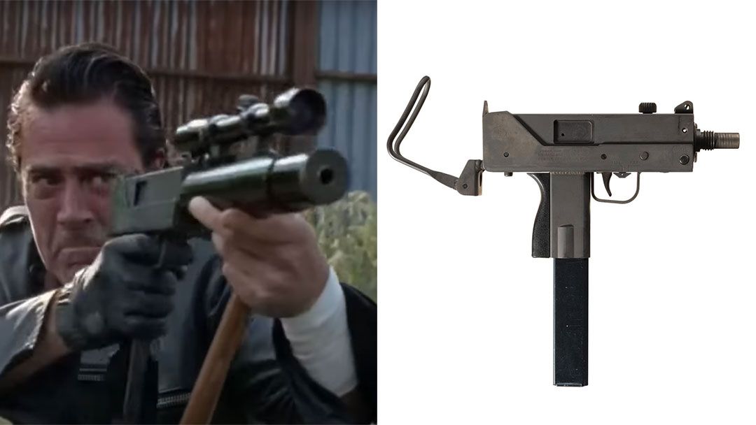 Negan-fires-a-MAC-19-with-a-rifle-scope-mounted-onto-a-suppressor