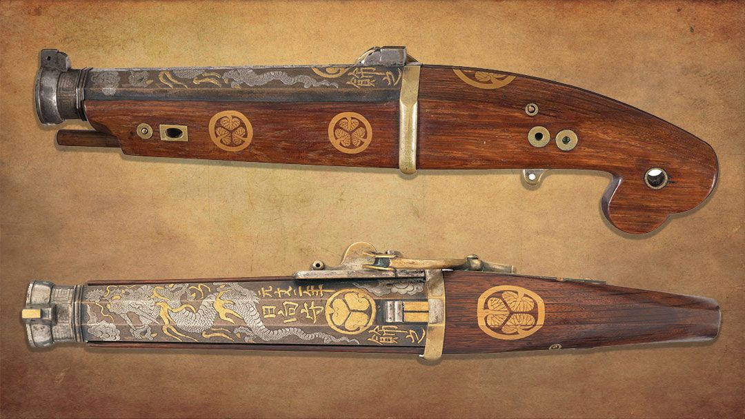 elaborate-gold-and-silver-inlaid-japanese-matchlock-pistol