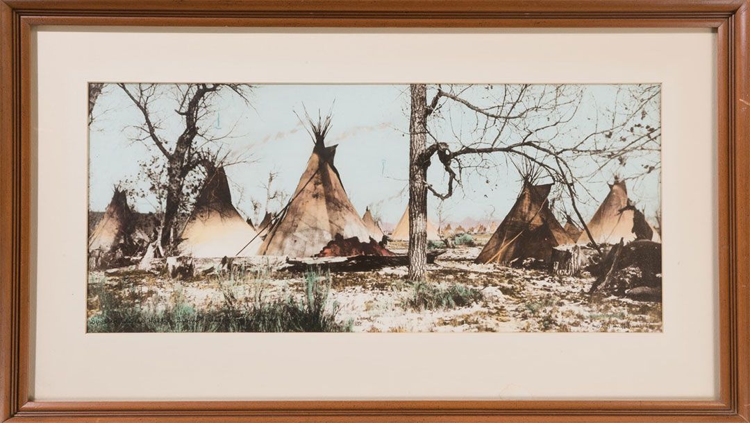Print-of-Spotted-Eagles-Hostile-Sioux-Village-by-LA-Huffman