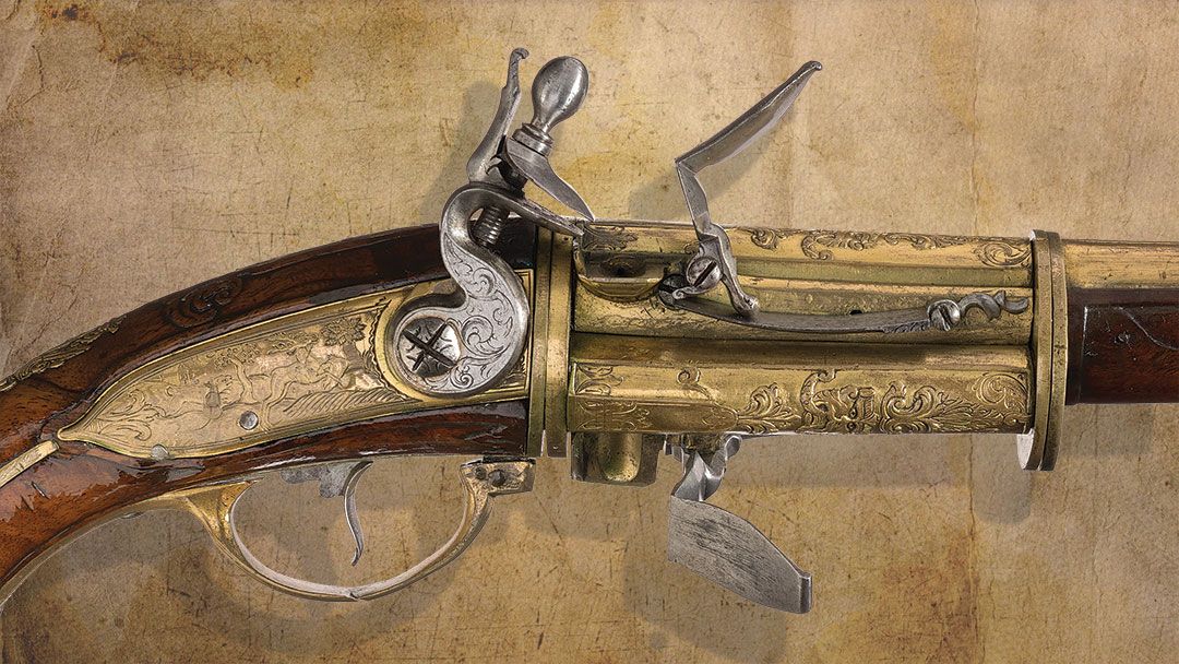 18th-century-revolving-three-shot-flintlock-pistols-by-Johann-Adam-Knod