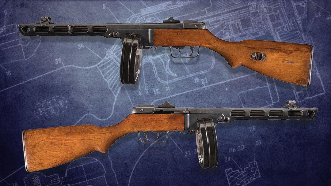 The PPSh41 Burp Gun, a nickname for the USSR’s go-to infantry submachine gun in WW2.