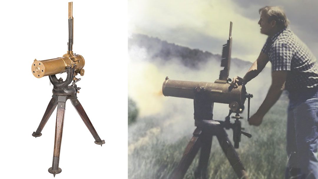George-Moller-firing-Bulldog-Gatlin-Gun