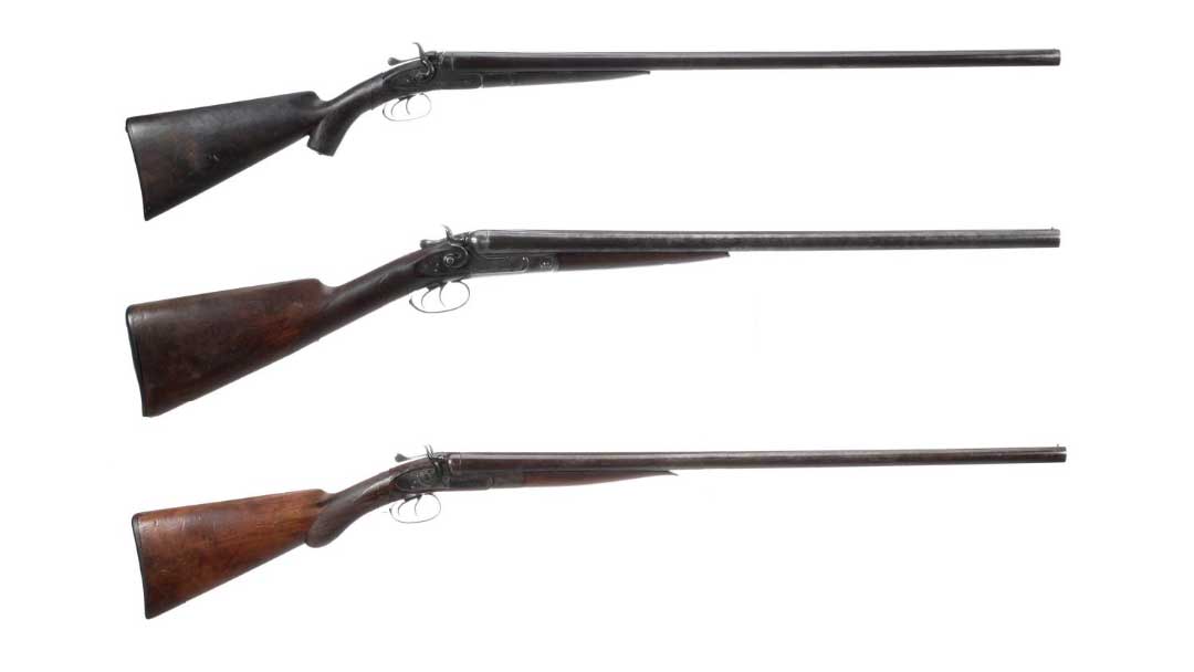 three-antique-double-barrel-hammer-shotguns