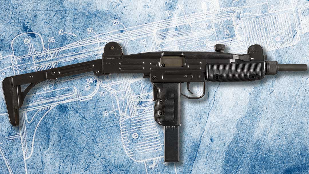 An-excellent-original-Israeli-I.M.I.-manufactured-fully-automatic-Uzi-submachine-gun--firing-from-an-open-bolt