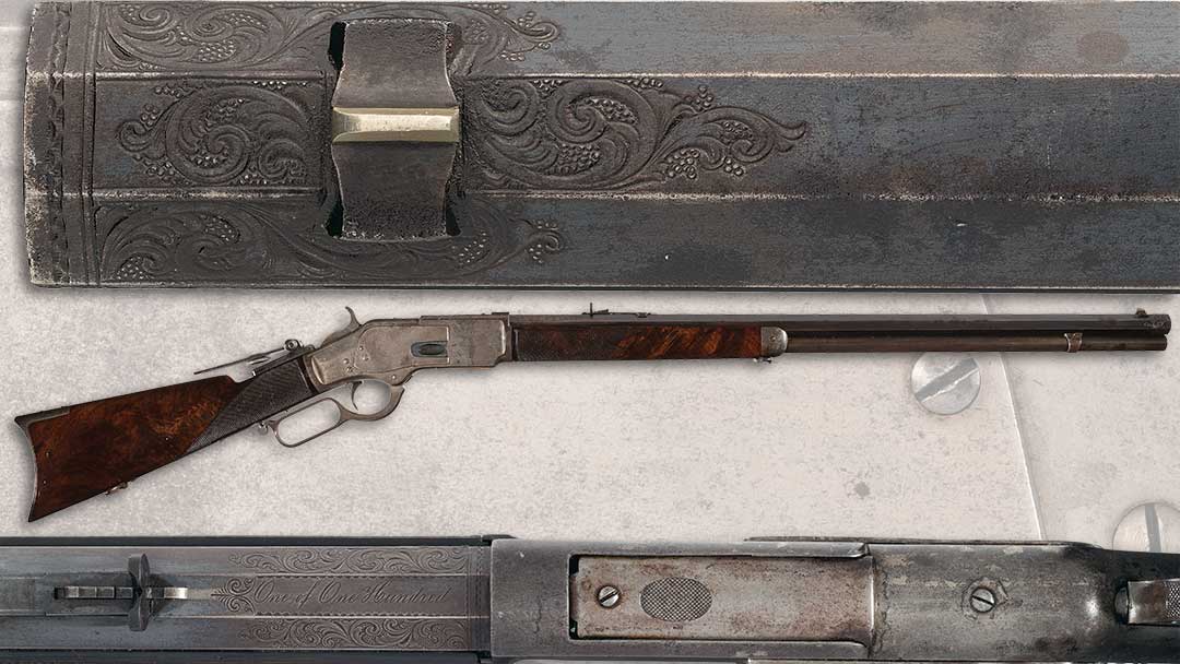 A-classic-Winchester-First-Model-1873-lever-action-in-the-popular-cowboy-caliber-of-.44-WCF