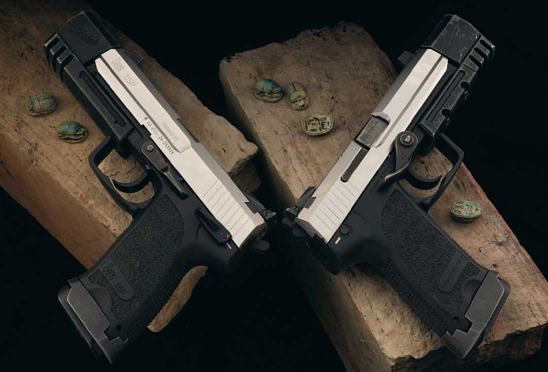 Brace-of-H-K-USP-9-Pistols-Identified-as-Tomb-Raider-gun-props-Lara-Croft-pistols