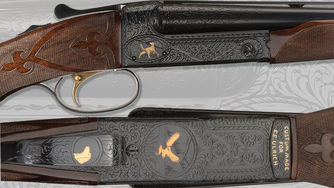 Engraved-and-Gold-Inlaid-Winchester-28-Gauge-Model-21-Grand-American-Style-Double-Barrel-Shotgun-Two-Barrel-Set-with-Case-Inscribed-to-Edward-E