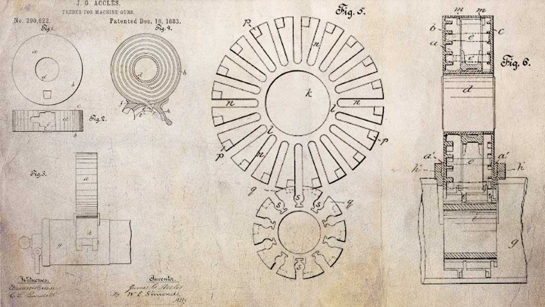 Accles drum US Patent 290622 An important step in Colt Gatling gun evolution