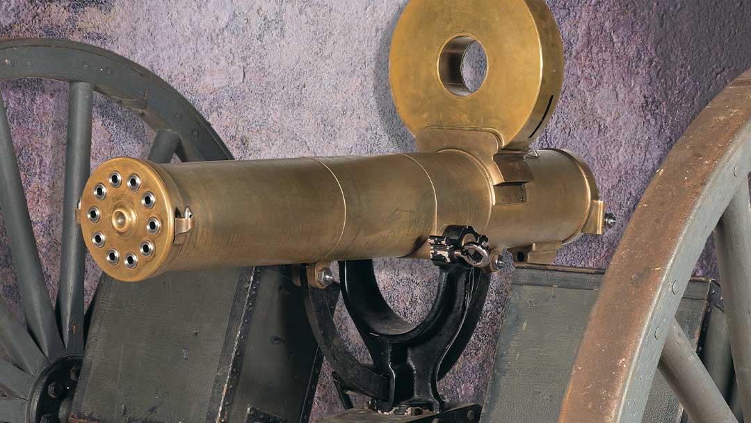 Colt-Gatling-gun-with-rare-Accles-Drum