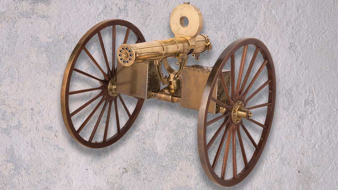 Furr one third scale copy of a Model 1883 Gatling gun with carriage and Accles pattern magazine