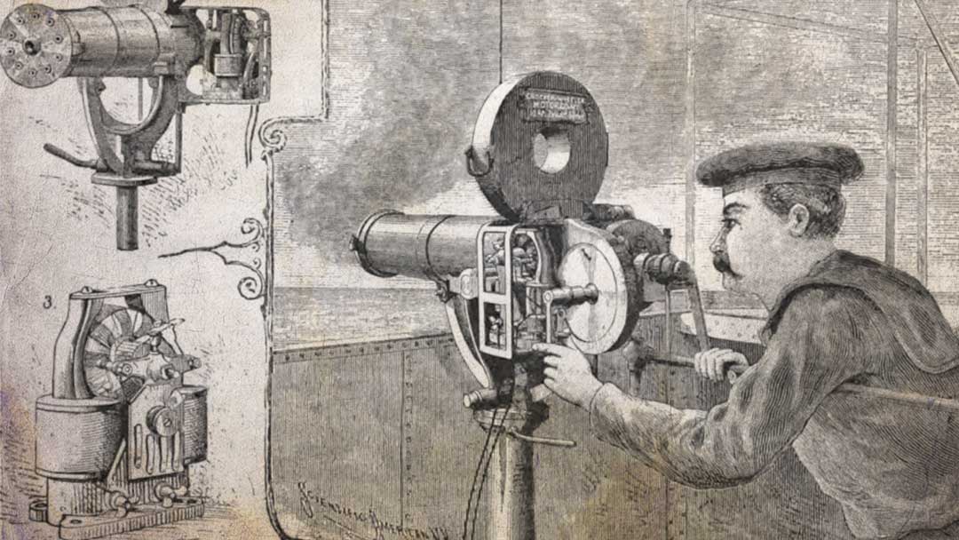 The Crocker Wheeler electric Gatling gun fitted with an Accles Positive Feed Drum