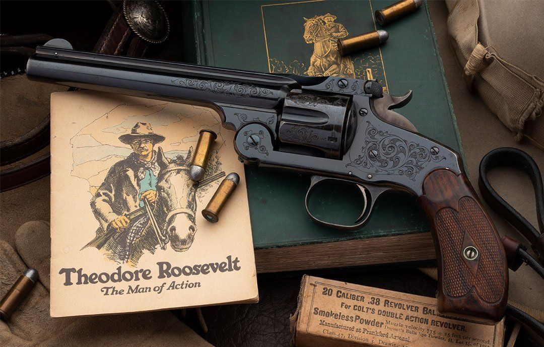 One of the most American guns offered to the public Teddy Roosevelt Smith and Wesson No 3