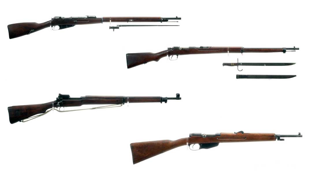 four-military-bolt-action-rifles-Russian-Japan-Britian-Dutch