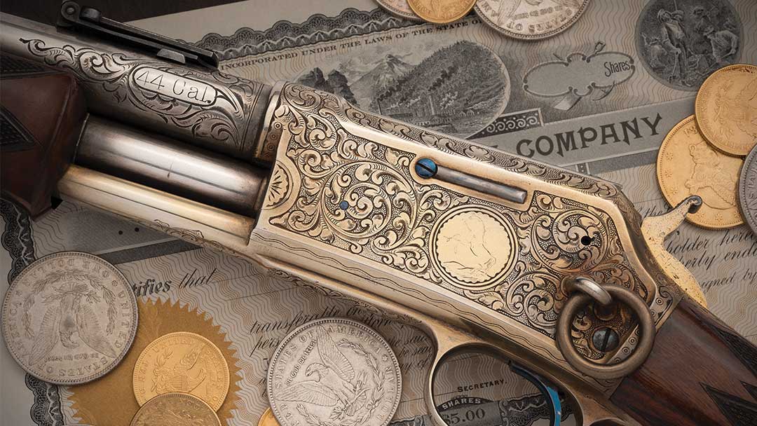 A-Colt-Deluxe-gold-and-silver-finished-L.D.-Nimschke-engraved-Lightning-magazine-slide-action-baby-carbine-with-factory-letter