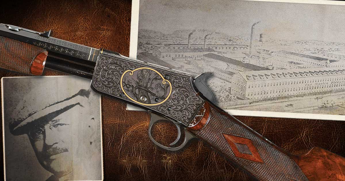 A-rare-engraved-deluxe-Marlin-Model-20-slide-action-takedown-rifle-belonging-to-John-Marlin-s-first-son-Mahlon-Henry-Marlin