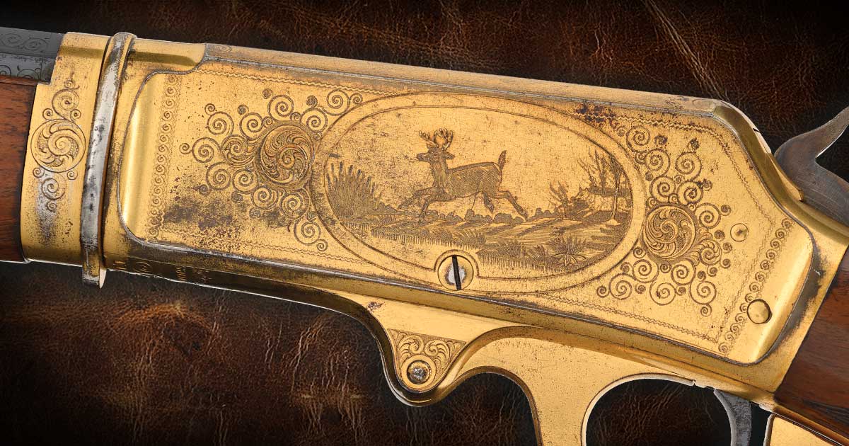 Spectacular-Factory-Engraved-Inscribed-Gold-Trim-Marlin-Deluxe-Model-1893-Takedown-Lever-Action-Rifle