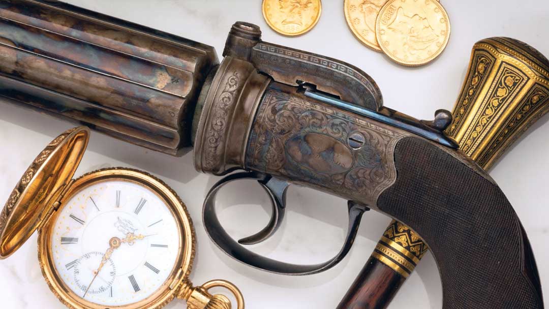 A Pepperbox pistol one of the famous gun names of the 19th century.