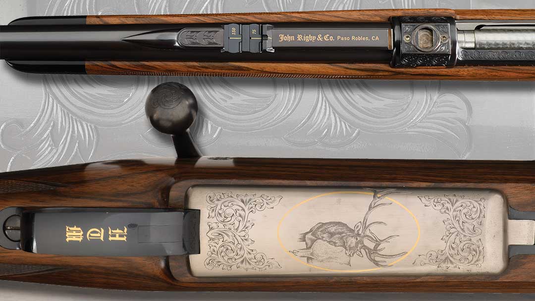 Factory-Signed-Engraved-and-Gold-Inlaid-John-Rigby-and-Co-Big-Game-Bolt-Action-Rifle-with-Swarovski-Scope-and-Case