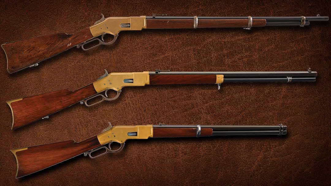 Yellowboy lengths compared the Winchester-Model-1866-musket the Winchester-Model-1866-rifle and the Winchester-Model-1866-carbine