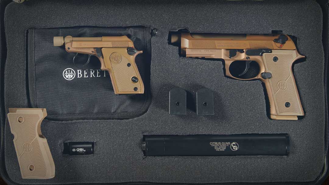 Cased-Set-of-Beretta-Semi-Automatic-Pistols-with-Silencers