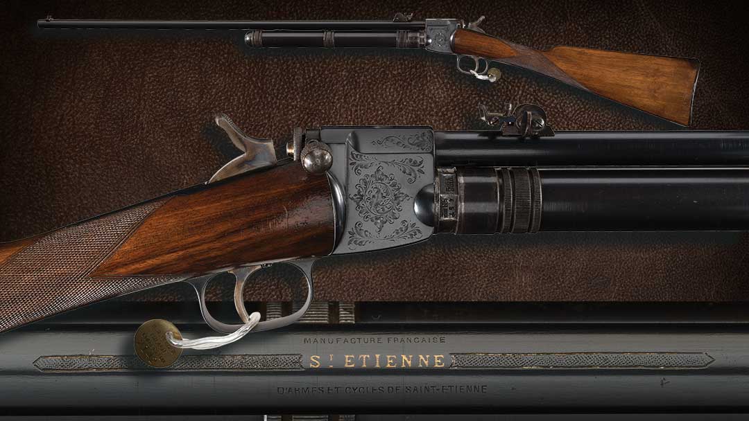 Excellent-Documented-Engraved-Giffard-Patent-French-Manufrance-St.-Etienne-External-Hammer-Model-CO2-Gas-Rifle