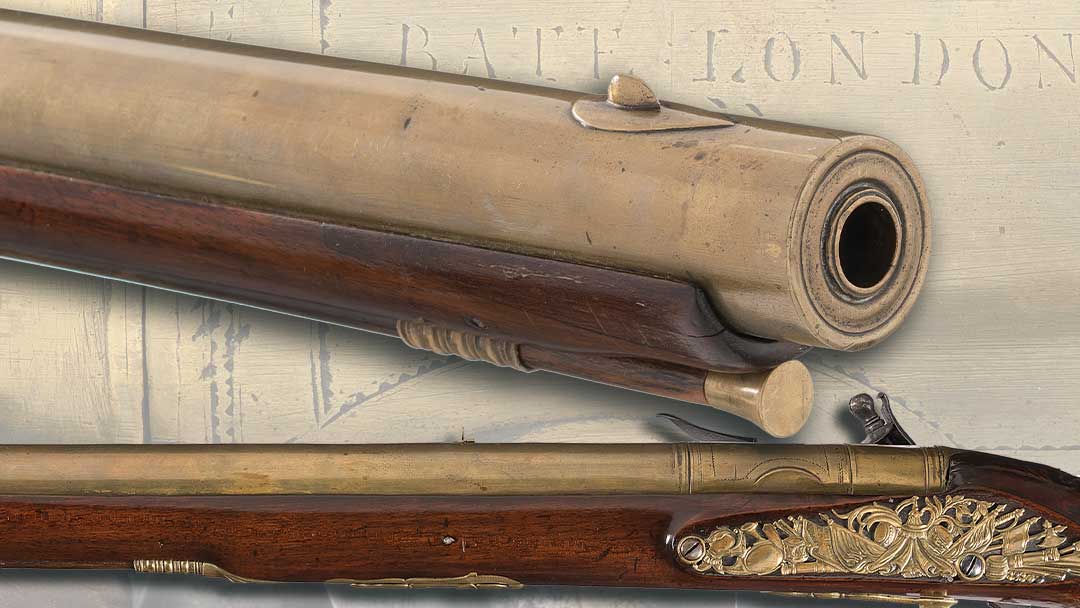 Unique-Documented-Impressive-Large-18th-Century-Engraved-and-Relief-Carved-English-Brown-Bess-Style-Barrel-Reservoir-Repeating-Air-Gun-by-Edward-Bate-of-London