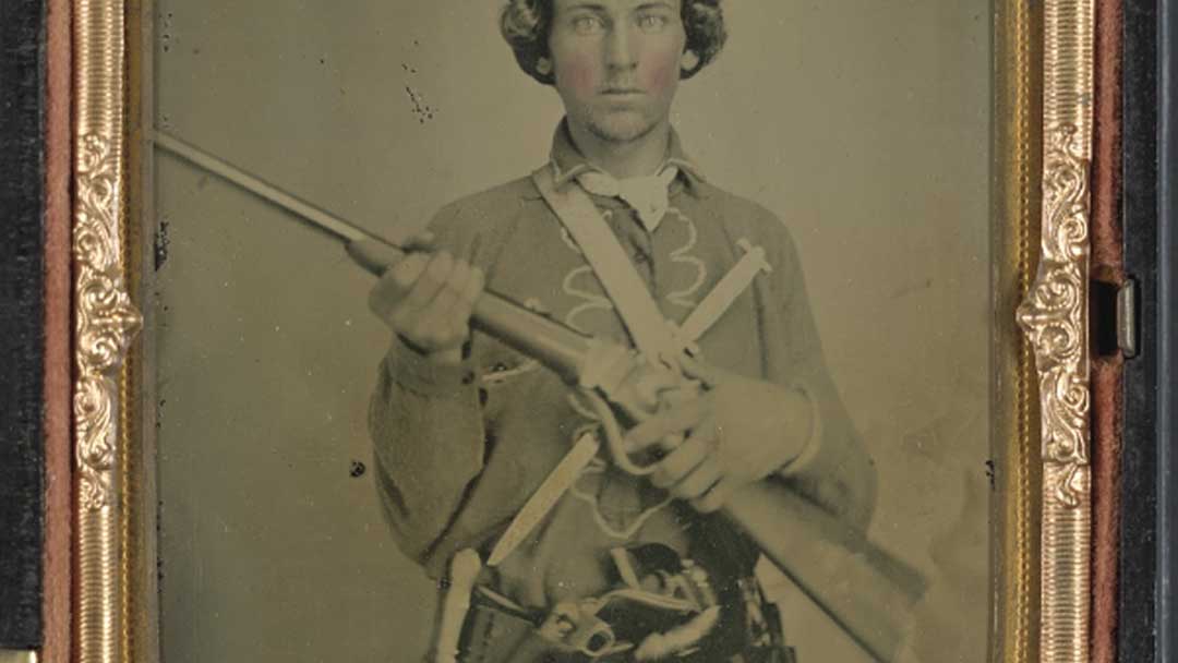 Confederate-soldier-with-Sharps-Model-1852-Slant-Breech-Carbine