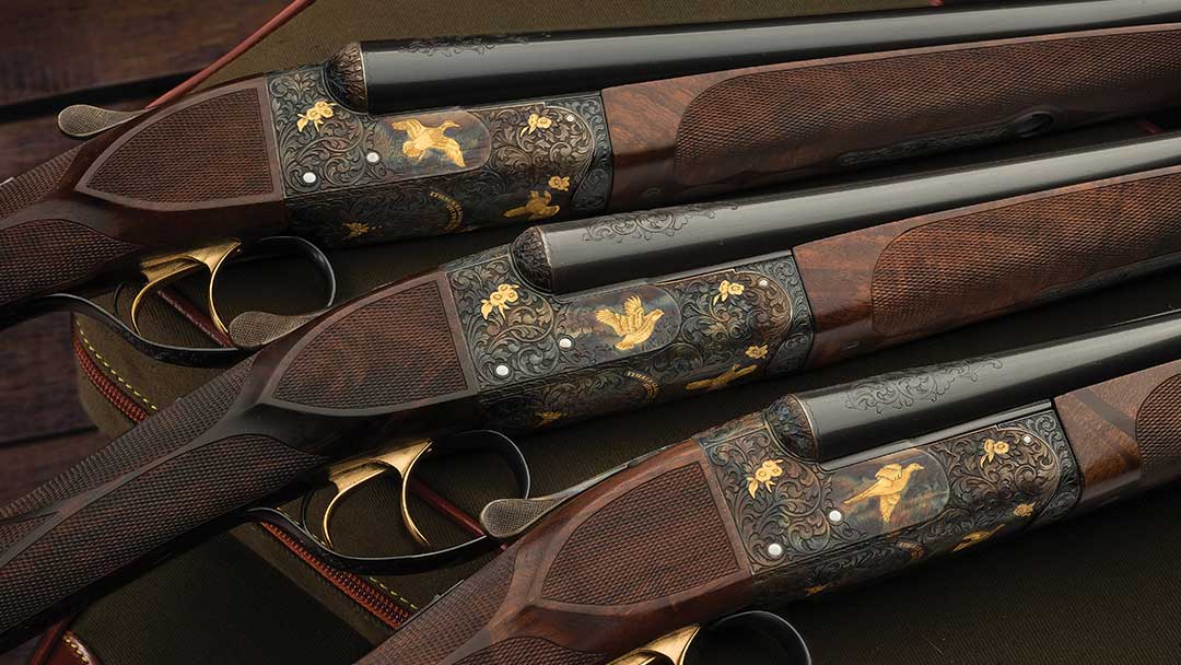 Factory-Engraved-and-Gold-Inlaid-Ithaca-Classic-Doubles-20-Gauge-Superlative-Grade-Double-Barrel-Shotgun-with-Case