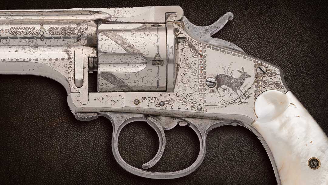 Very-Fine-Factory-Panel-Scene-Engraved-Merwin-Hulbert-Medium-Frame-Double-Action-Revolver-with-Pearl-Grips