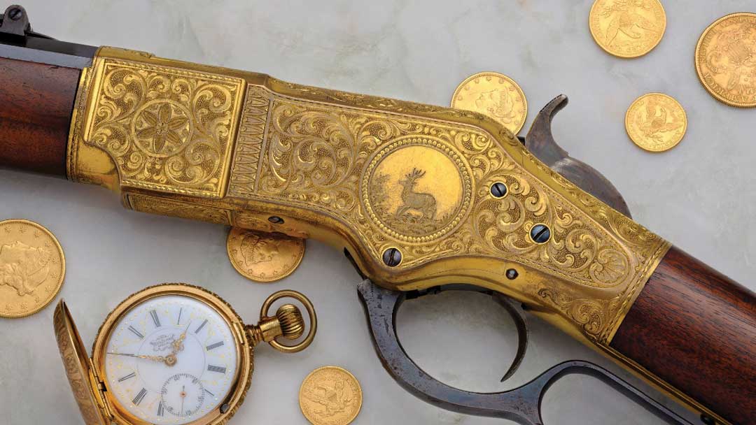 Gold-Panel-Scene-Engraved-Winchester-1866-Lever-Action-Rifle