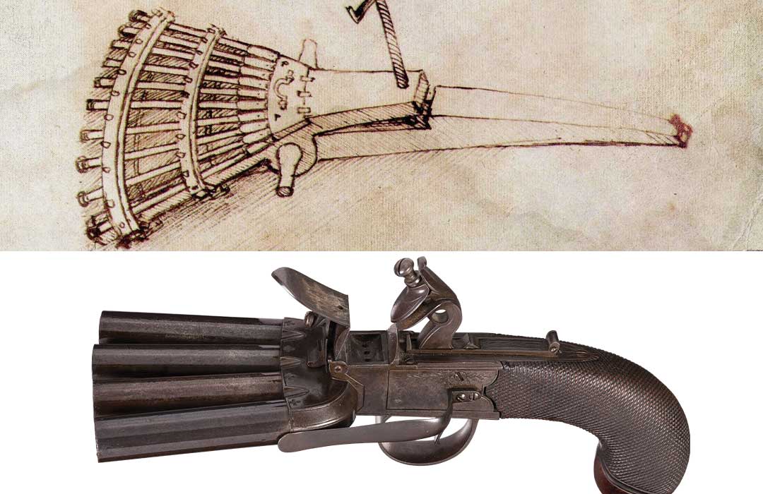 An-Organ-gun-compared-to-a-Duckfoot-pistol