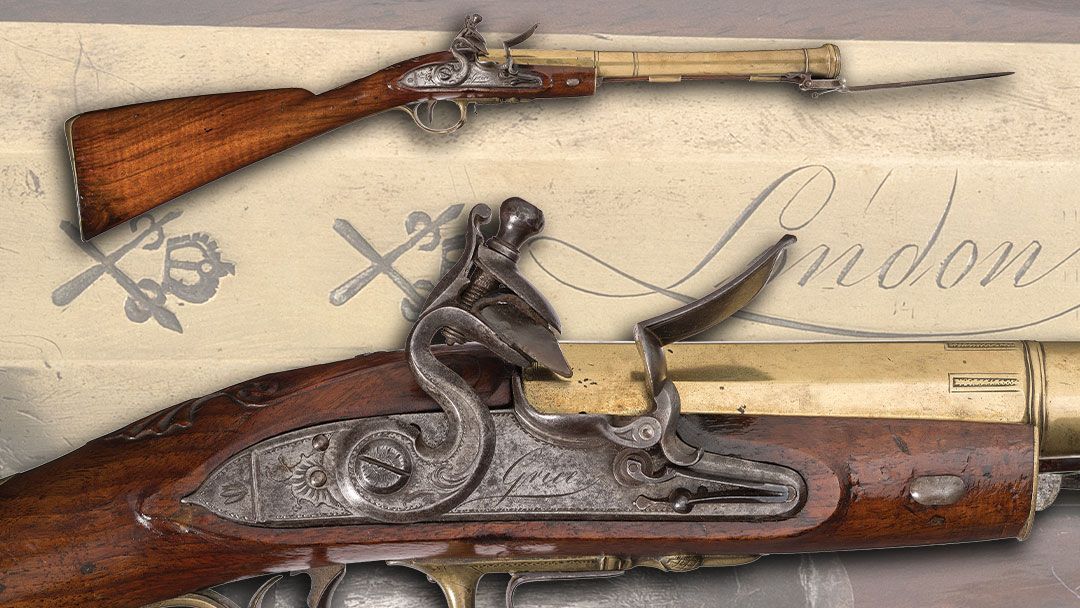 Grice-Brass-Barrel-Flintlock-Blunderbuss-with-Snap-Bayonet