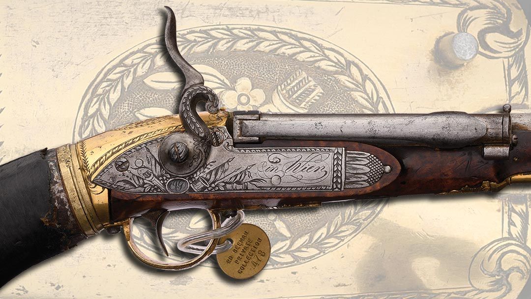 Exceptional-Gold-Plated-and-Silver-Inlaid-Austrian-Girardoni-Signed-Repeating-Grip-Reservoir-Air-Pistol