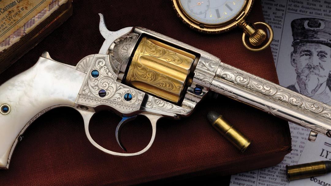Officer-Lyman-Smith-Engraved-Gold-Plated-Colt-1877-Lightning