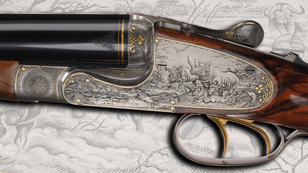 Factory-Master-Game-Scene-Engraved-and-Gold-Inlaid-Karl-Hauptmann-Sidelock-Dangerous-Game-Ejector-Double-Rifle-in-470-Nitro-Express