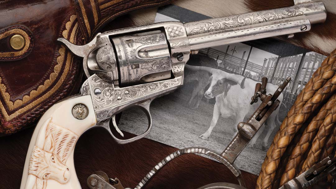 Documented-Texas-Shipped-Factory-Engraved-Colt-First-Generation-Single-Action-Army-Revolver-with-Carved-Steer-Head-Grips