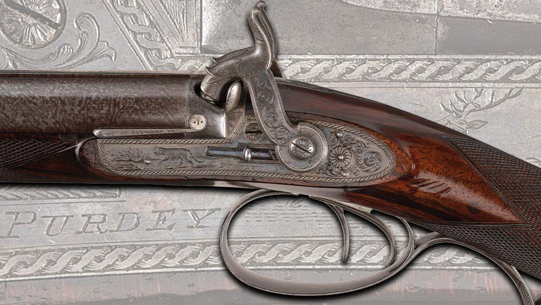 Exceptional-Early-Production-Cased-Panel-Scene-Engraved-J-Purdey-12-Bore-Percussion-Double-Barrel-Shotgun