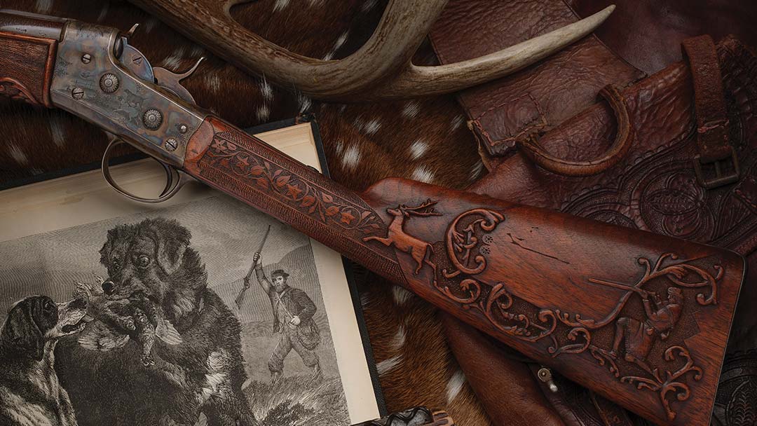 Remington-Rolling-Block-Shotgun-with-Elaborately-Relief-Carved-Stock