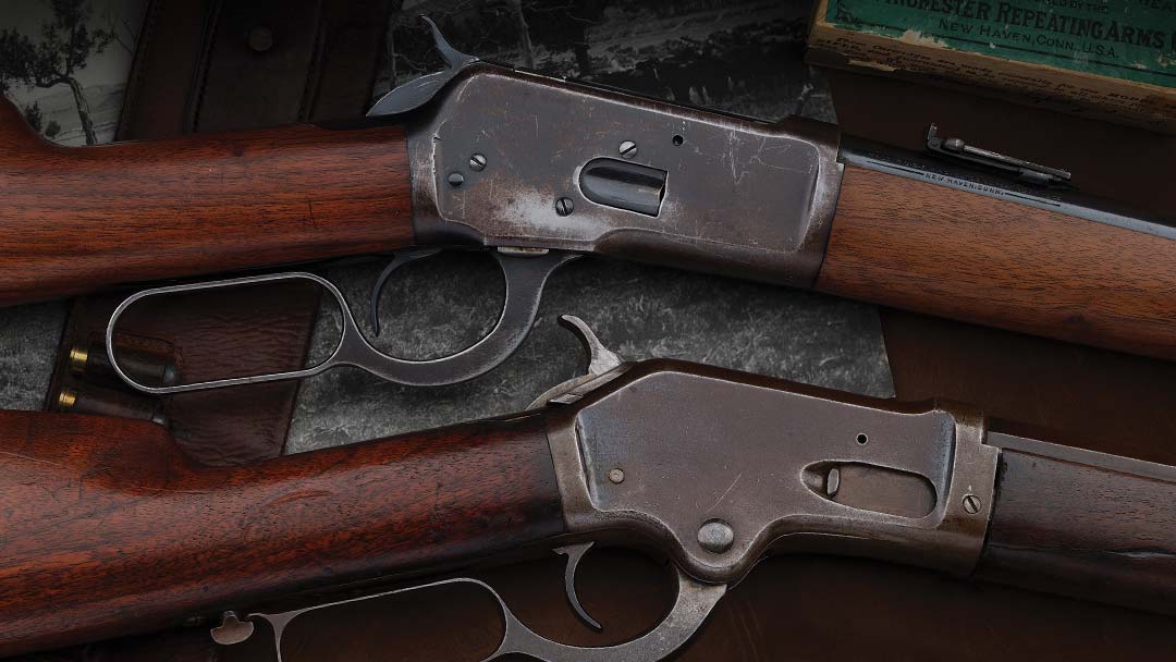 Winchester-92-trapper-and-a-Colt-Burgess-rifle
